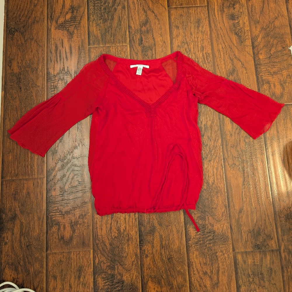Diane Von Furstenberg Red Silk Blouse, Size 2